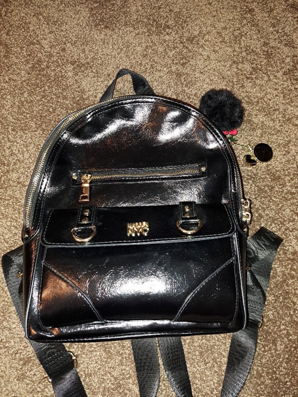 Madden NYC Women's Faux Leather Dome Ring Backpack,Purse &Keychain-Key Charm - Picture 5 of 10